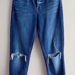 L'Agence L’Agence Mid-Rise Cropped Tapered Leg Distressed Jeans in Blue Denim, Size 24 Photo 0