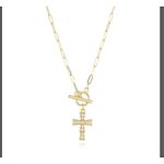 Boutique Diamond Cross Toggle Paperclip Necklace | 18k Gold Filled Photo 4