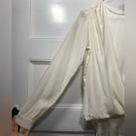 frame denim FRAME Drape Front Long Sleeve Silk Charmeuse Business Casual Blouse Ivory XS Photo 4