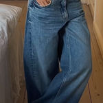ZARA  Super Wide Leg Boxer Jeans Size 8 Photo 0