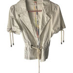 ETT TWA‎ Y2k Women's Size 6 Small White Cotton Cargo Tie Utility Jacket Top Photo 0