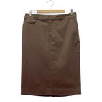 Ralph Lauren Lauren Premium Dark Brown Cotton Pencil Skirt Size 10 Khaki Chino Photo 6