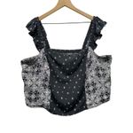 Torrid NWT  Challis Smocked‎ Ruffle Trim Crop Top Size 3X Black Bandana Photo 1
