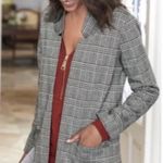 Soft Surroundings  Plaid Open Front St. James Blazer Size S Photo 1