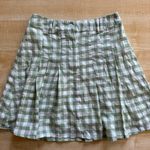 Princess Polly Gingham Pleated Checkered Mini Skirt in Sage Green/White - Size 2 Photo 0