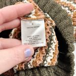 Pink republic  Women's S Brown White Olive Striped V-Neck Cropped Sweater Photo 4