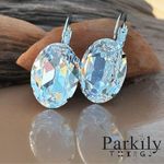 Handcrafted earrings with clear sparkly Swarovski crystal Silver Photo 1