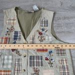 Casey & Max Patchwork Embroidered Vest M Beige Plaid Floral Cottagecore Tan Size M Photo 5