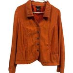 RQT Vintage Lightweight Sueded Orange Button Front V Neck Collared Jacket Medium Photo 0
