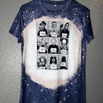 Horror Movie Characters Bleach Tie Dye Graphic Tee Small 80s 90s Icons Blue Photo 0