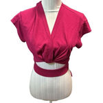 Maronie Pink Faux Wrap Ribbed Top Size L Size L Photo 0