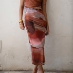 12th Tribe Caterina Rust Abstract Mesh Midi Dress Photo 3