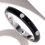 Boutique NEW Women's Pave’ Diamond Black Enamel S925 Stacking Ring Size‎ 9 Photo 0