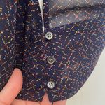 Sam Edelman Navy Abstract Long Sleeve Blouse Small Photo 8