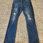 CAbi  Jeans High Straight Blue Denim Distressed Flair Leg Women's Size 6 Photo 0