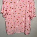 Zoe California Women L Pink Fruit Berry Shirt Short Sleeve Button Front Summer Size L Photo 8
