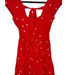 For Love & Lemons  Chiqita Tiered Mini Dress Back Tie  Cap Sleeve‎ Cherry Red Photo 1