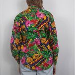 Vintage Bright Tropical Floral Tribal Print Shirt Pink Photo 2