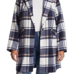 MELLODAY  wool blend blue plaid pea coat Photo 0