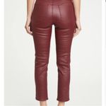 Nordstrom DAZE Denim Daily Driver faux vegan leather coated ankle jeans burgundy Photo 3