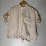 Madewell  Women's Tie-Front Shirt in Pink Stripe Size XSMALL‎ Photo 0