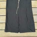 Black 100% Linen Boho Eagle's Eye Maxi Skirt w/ Drawstring Waist and Front Slit Size 8 Photo 1