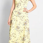 Modcloth  You're Flowing Places Maxi Dress Light Yellow Floral Critters 8 NWT Photo 0