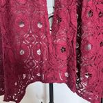 Denim 24/7 Cottagecore Crochet Cardigan Sweater Women 28W Burgundy Boho Festival Red Photo 1