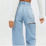BDG  High Rise Baggy Jeans Sz 24 Light Wash Denim Distressed Fromt Back Photo 4