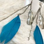 Nine West Women’s Earrings Blue Silver Feathers Photo 2