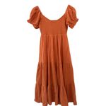 O.P.T. Gauzy Cotton Lanna Puff Sleeve Smocked Midi Dress Orange Size Small Photo 4