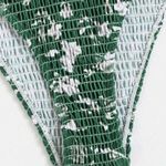 SheIn Bikini Bottom Women’s L Green Floral Print Smocked Bikini Bottom OC3A Photo 7