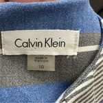 Calvin Klein Blue/Gray/White Striped Sheath Dress with Silver Belt, Size 10 Photo 4
