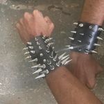 6 PCs Set Gothic PU leather Spike Bracelets “ THE SPIKE GOD “ Pack Black Photo 3