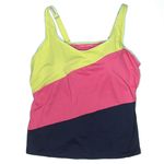 Lands' End Lands’ End Squareneck Tankini Swim Top Plus Size 24W Underwire Sea Navy Lime Photo 1