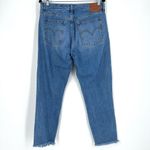 Levi's Wedgie Women's Raw Hem Tapered Ankle Jeans Blue Denim Acid Wash Size 30 Photo 3