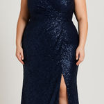 City Chic New!  navy‎ blue sequin strapless maxi dress, size 12 Photo 0