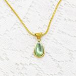 Emerald Teardrop Pendant Necklace Gold Photo 5