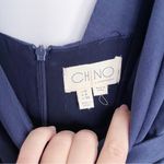 Anthropologie • Chino Jumpsuit navy blue wide leg wrap tie waist stretch twill Photo 4