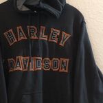 Port Authority Custom One of a kind Harley Davidson black orange baggy fit hoodie sweatshirt long sleeve biker motorcycle Photo 1
