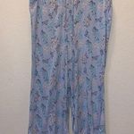 Honeydew blue floral stretchy comfy wide leg capri pajama pants Size L Photo 0