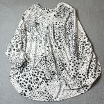 Hilary Radley Top Womens 2X White Leopard Print Roll Sleeve Tunic Blouse NEW Photo 1