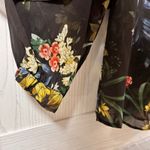 Chico's  Black Floral Sheer Ruffle Puffy Whimsigoth Fairy Boho Shirt Women Size 10 Photo 7