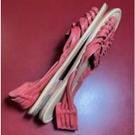 L.L.Bean Sandals Womens 7M Red Leather Flat Tassel Slingback Bow Artsy Boho Size 7 Photo 2