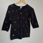 Peruvian Connection  Embroidered Petroglyphs Pima Cotton 3/4 Sleeve T-Shirt XS Photo 0