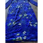 Vintage Cheongsam Long Blue Floral Stone Dress Women’s Sz S Blue Flower Pattern Photo 12