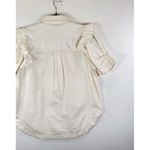 Anthropologie Pilcro Womens Shirt Beige Ruffle Denim Button Down Blouse Medium White Photo 8