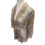 Rare Spencer Alexis VTG 90s Blush Gold Babydoll Lace Kimono Sheer Boho Fairy Lg Tan Photo 4