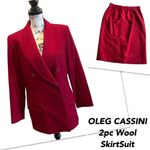 Oleg Cassini  Wool 2pc Skirt Suit Blazer Jacket Ruby Red Size 12 Vintage Rare NWT Photo 1
