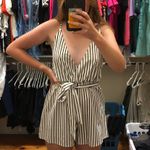 Zaful Black & White Striped Romper Photo 0